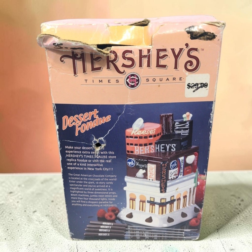 VTG Hershey's Times Square NYC Store Dessert Fondue Set Ceramic 2006 New